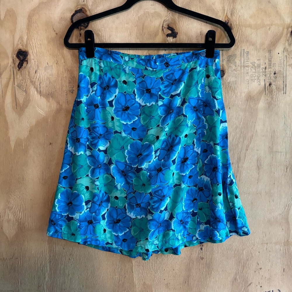 Vintage Bentley Blue Teal Floral Skort Sz M